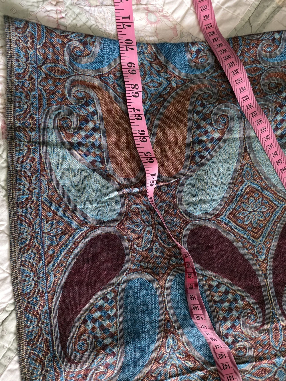 pashmina Teal, Plum & Brown Paisley Fringe Scarf